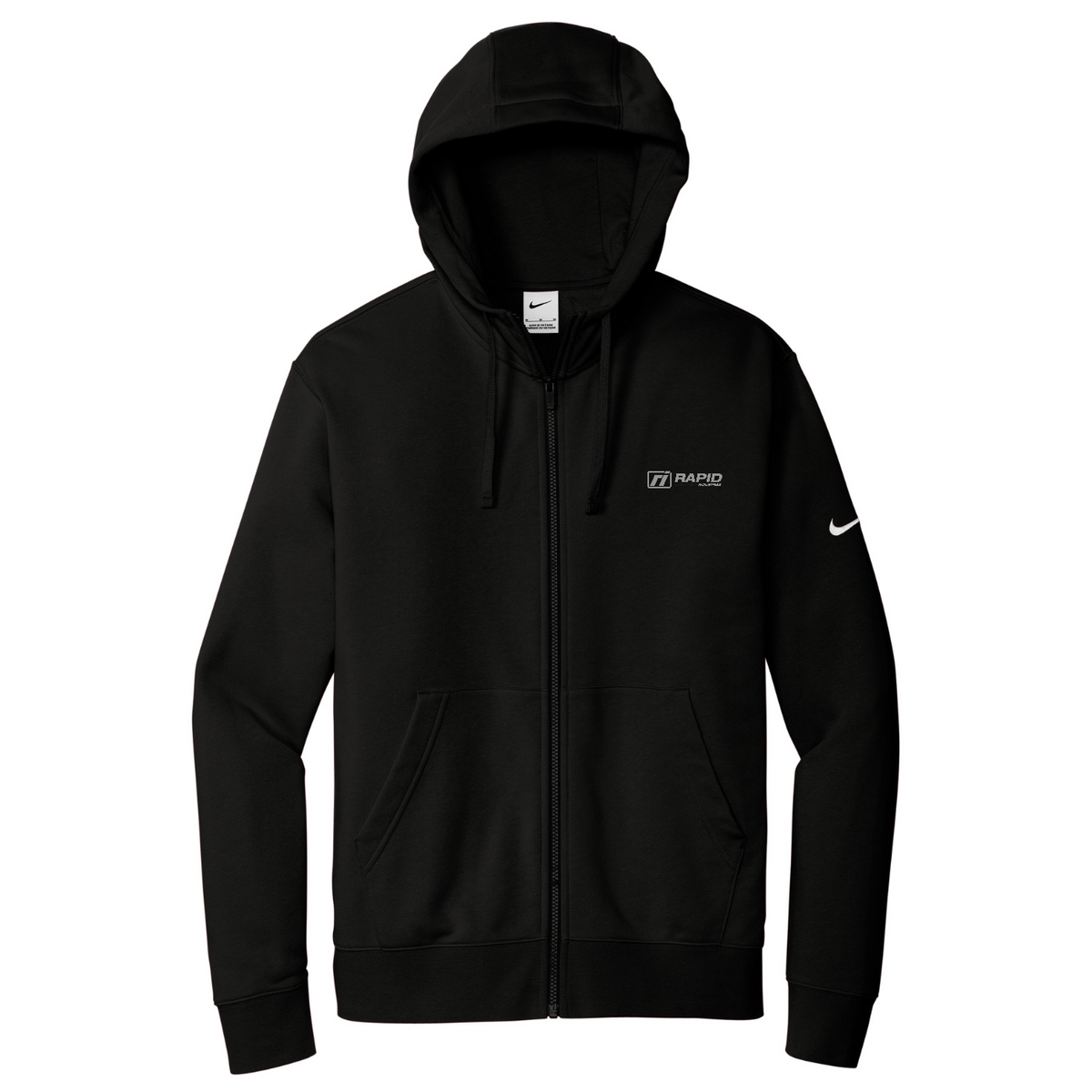Nike Club Fleece Sleeve Swoosh Full-Zip Hoodie — Black