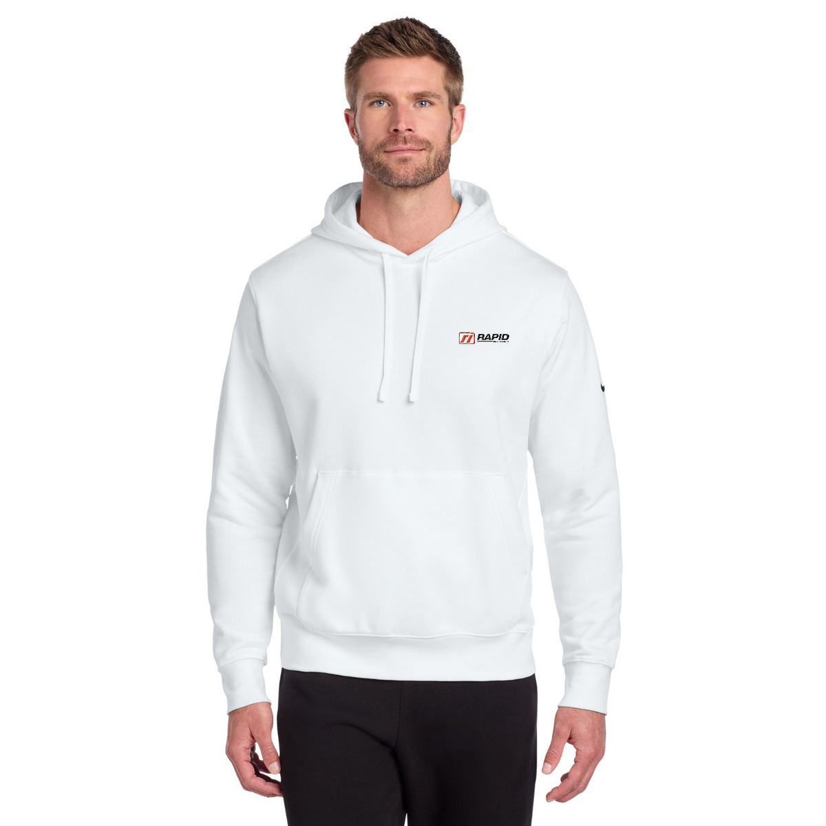 Nike Club Fleece Sleeve Swoosh Pullover Hoodie — model