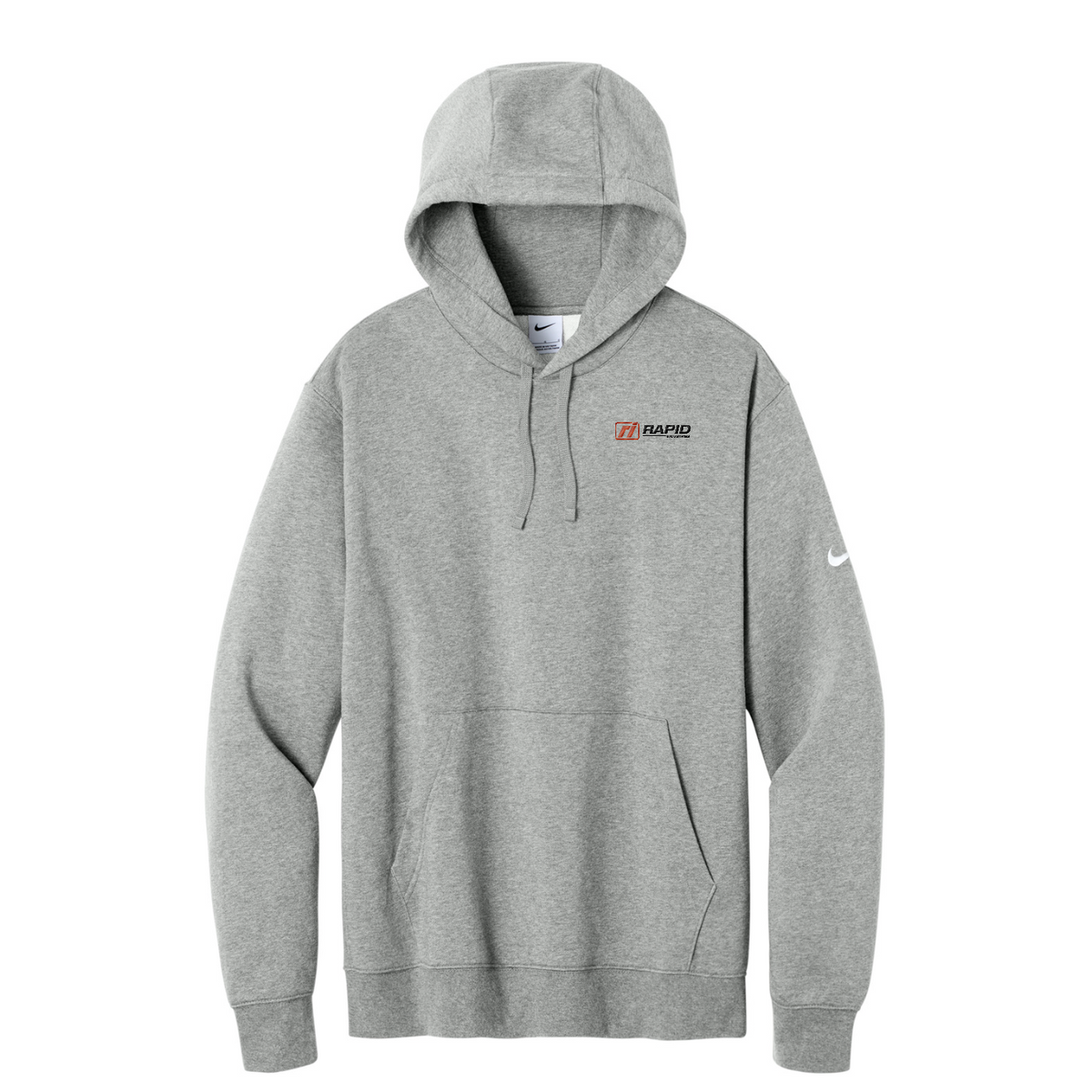 Nike Club Fleece Sleeve Swoosh Pullover Hoodie — Dark Grey Heather