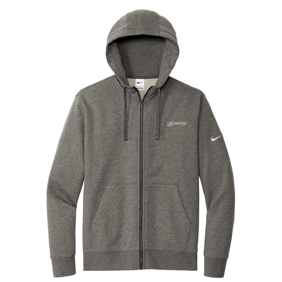 Nike Club Fleece Sleeve Swoosh Full-Zip Hoodie — Charcoal Heather