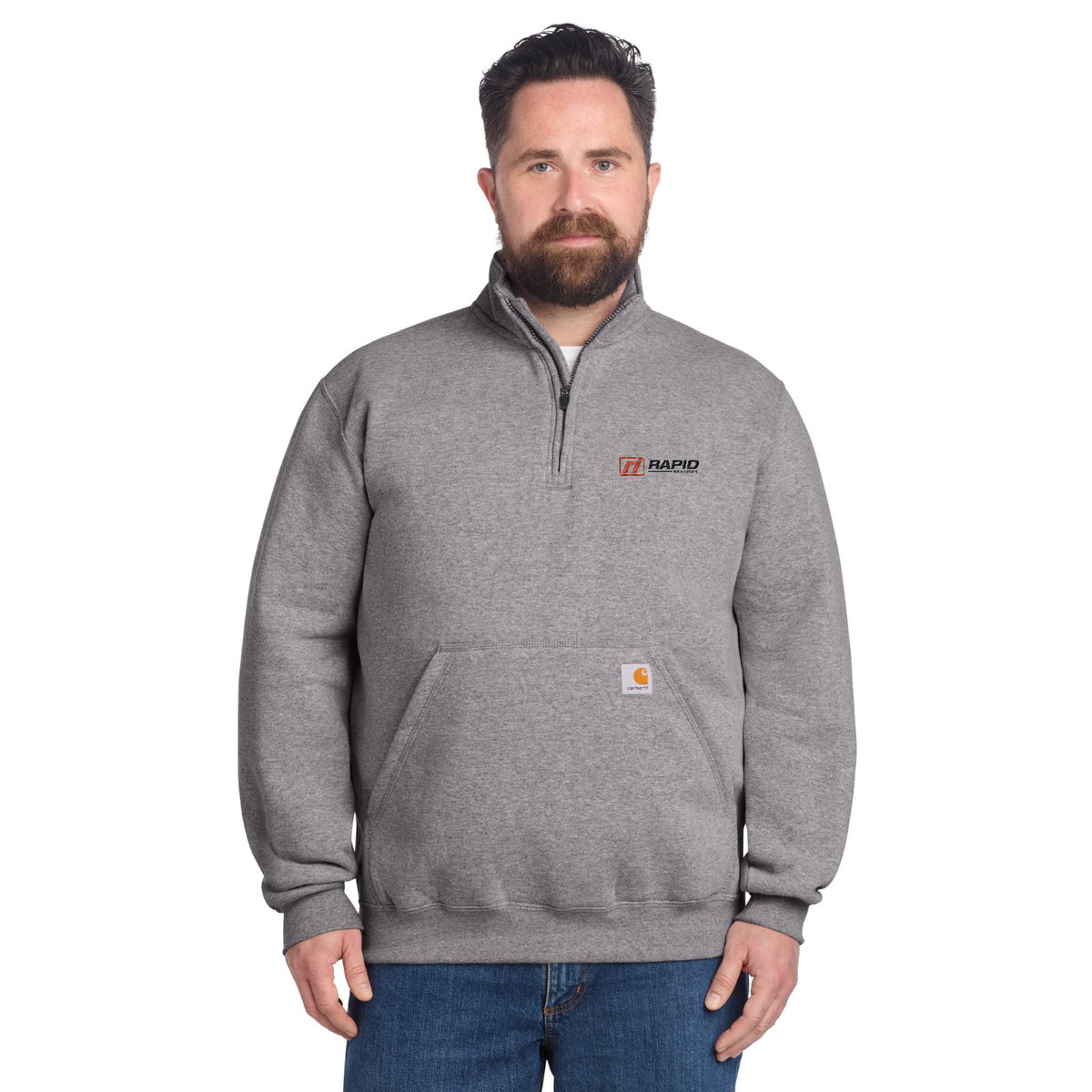 Carhartt Midweight 1/4-Zip Mock Neck Sweatshirt - Embroidered — model